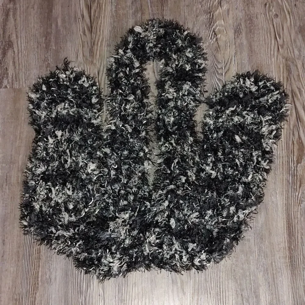 Black and White  fuzzy winter scarf